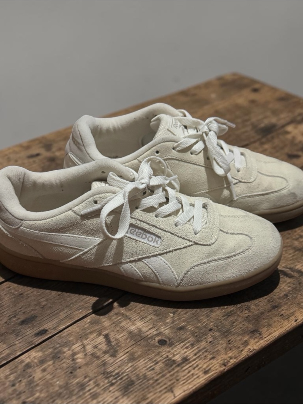 Reebok Off-White Suede Low-Top Sneakers
